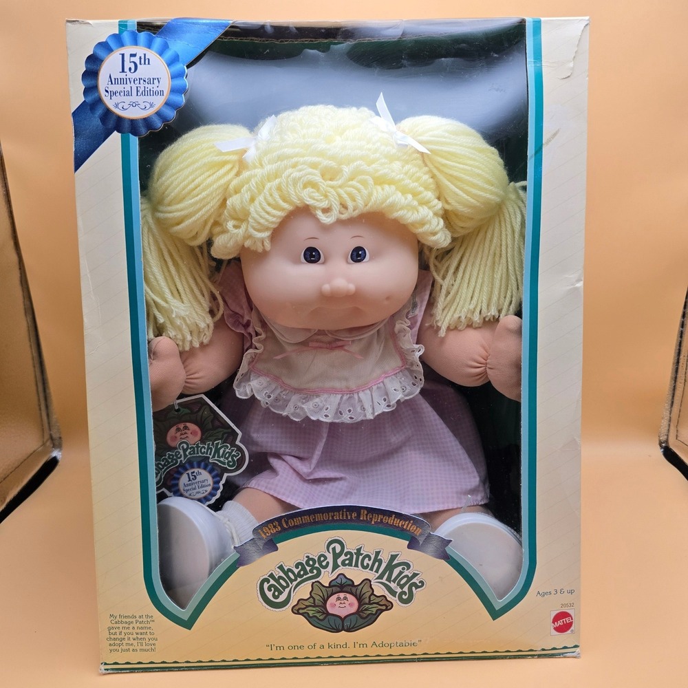 Cabbage Patch Kids 15th Anniversary 1983 Reproduction Doll Mattel 20532 Blonde